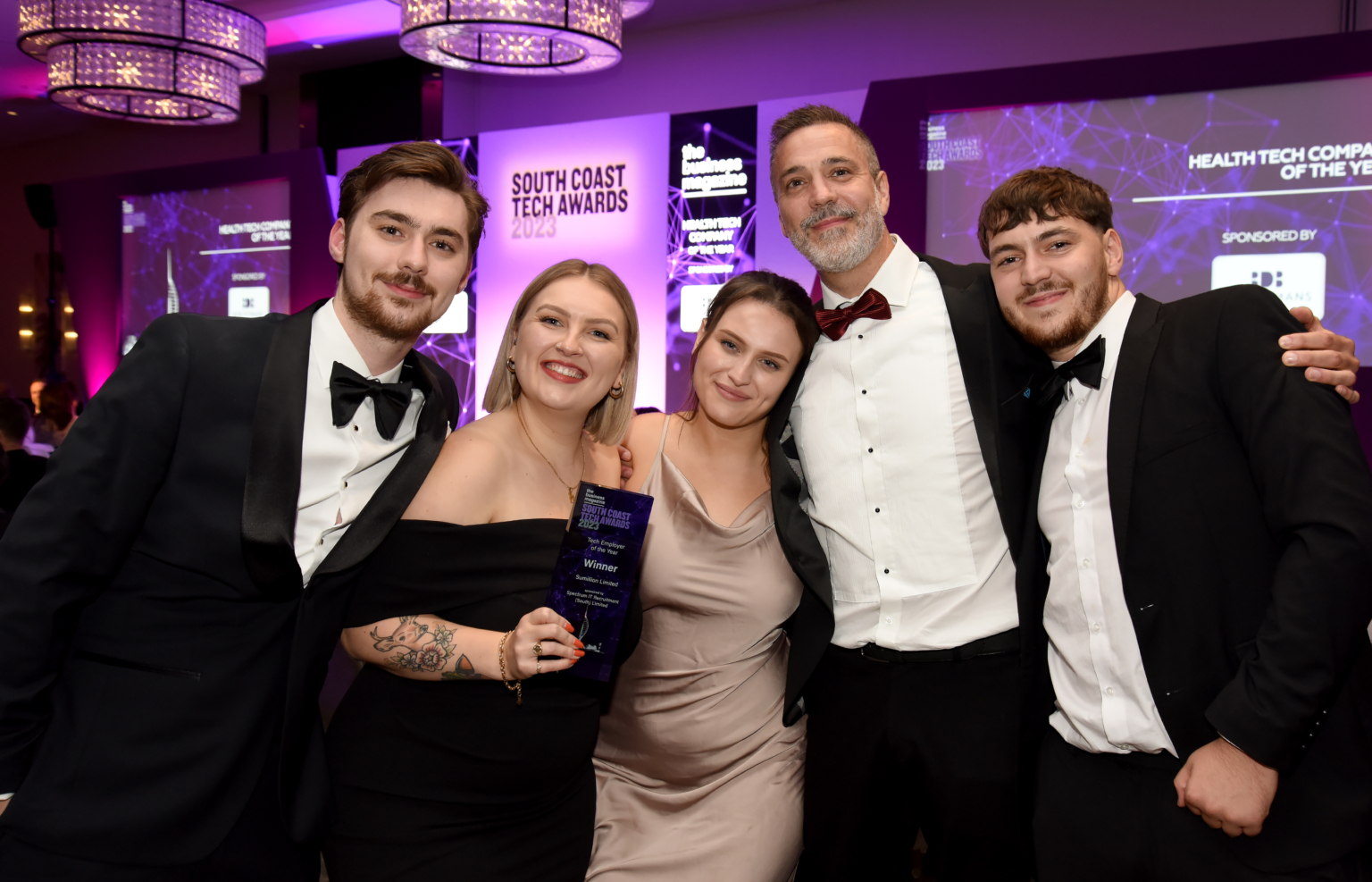 Kelly Abrahams and the team at Sumillion, winners of Tech Employer of the Year